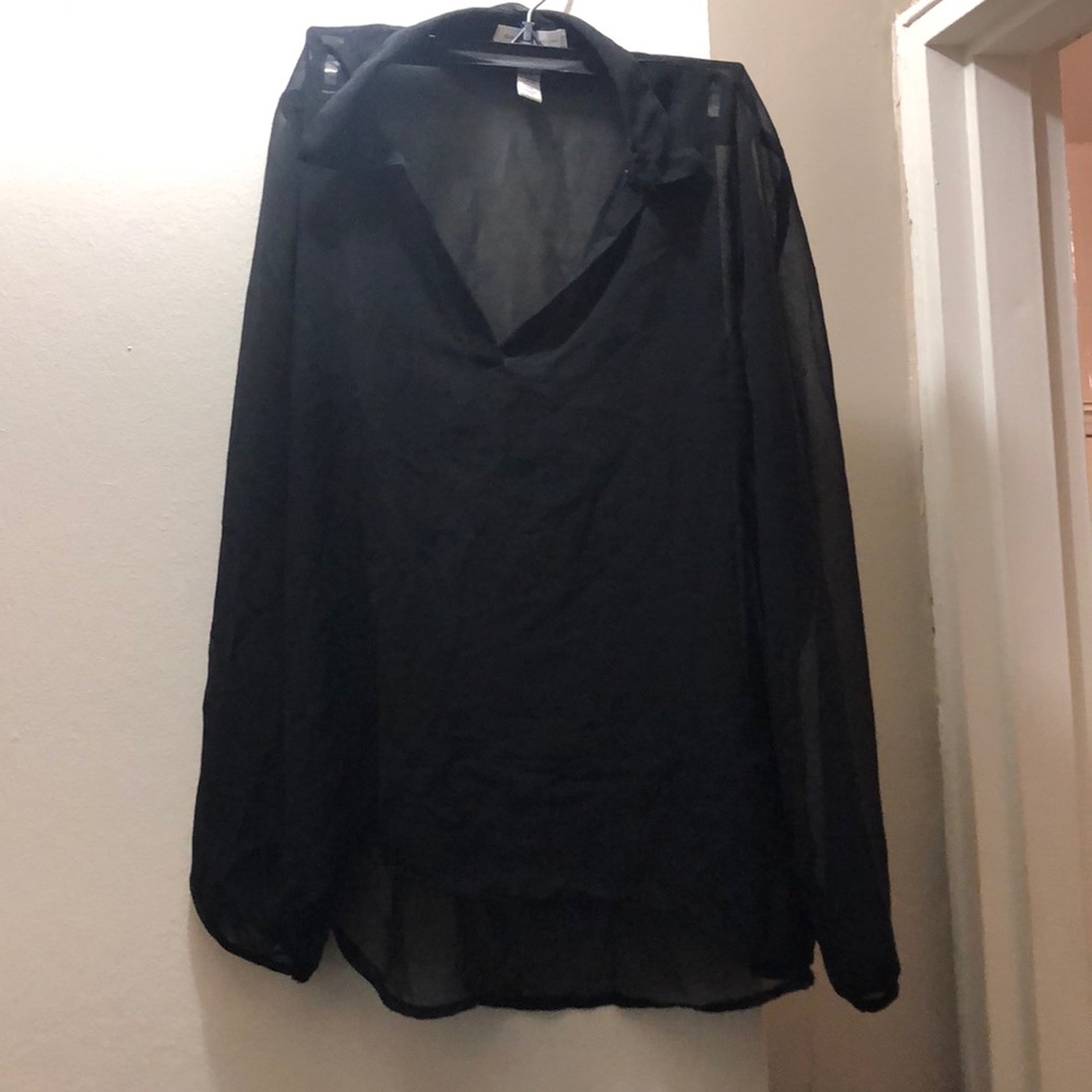 Black sheer long sleeve blouse